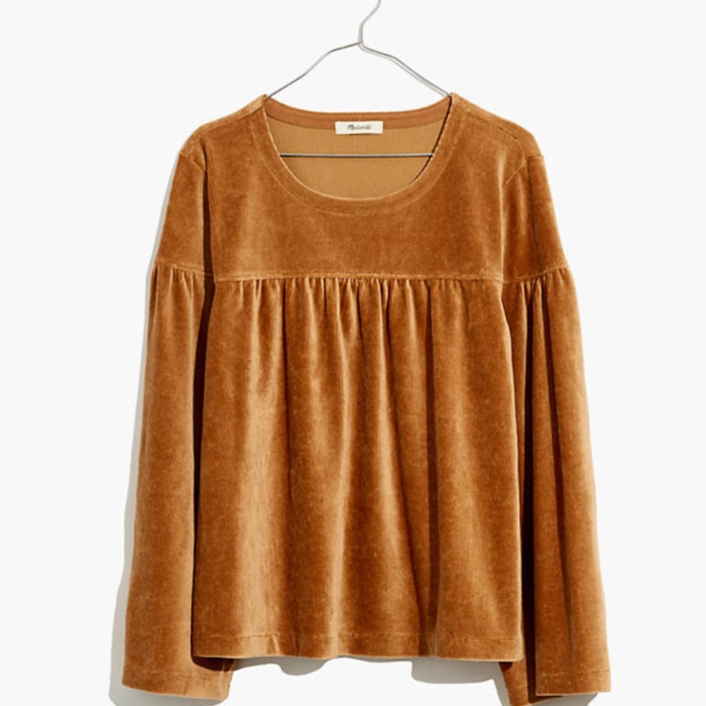 NWT Madewell by J.Crew Women's Texture & Thread Corduroy Swing Top Tee Size S BE